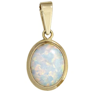 JOBO Anhänger oval 333 Gold Gelbgold 1 Opal Goldanhänger - Picture 1 of 3