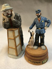 Lot of 2 Flambro Emmett Kelly Jr.  Clown Statues "Why Me" and Musical Policeman