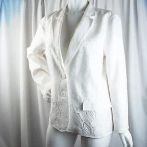 LAFAYETTE 148 New York New weiß Spitze Leinen Damen Jacke Mantel Größe 14 - Bild 1 von 12