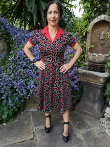 JOE BROWNS ~ FLORAL PRINT 40s 50s VINTAGE RETRO OCCASION PARTY DRESS ~ UK 12 - Picture 1 of 16