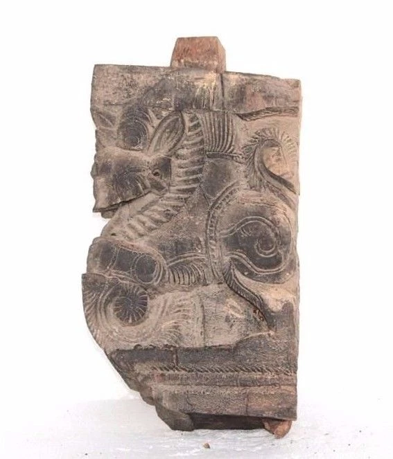 Panel de madera antiguo vintage raro tallado soporte Yali decoración del hogar coleccionable Foto 1 de 4