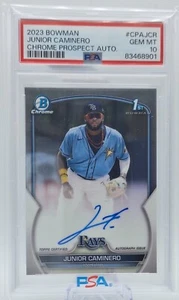 2023 Bowman Chrom Prospects 1. Junior Caminero Auto PSA 10 Edelstein neuwertig TB Strahlen - Bild 1 von 2