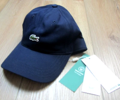 NUEVO 2025 LACOSTE UNISEX ALGODÓN ORGÁNICO SARGA GORRA SOMBRERO AZUL MARINO RK0491 Foto 1 de 3