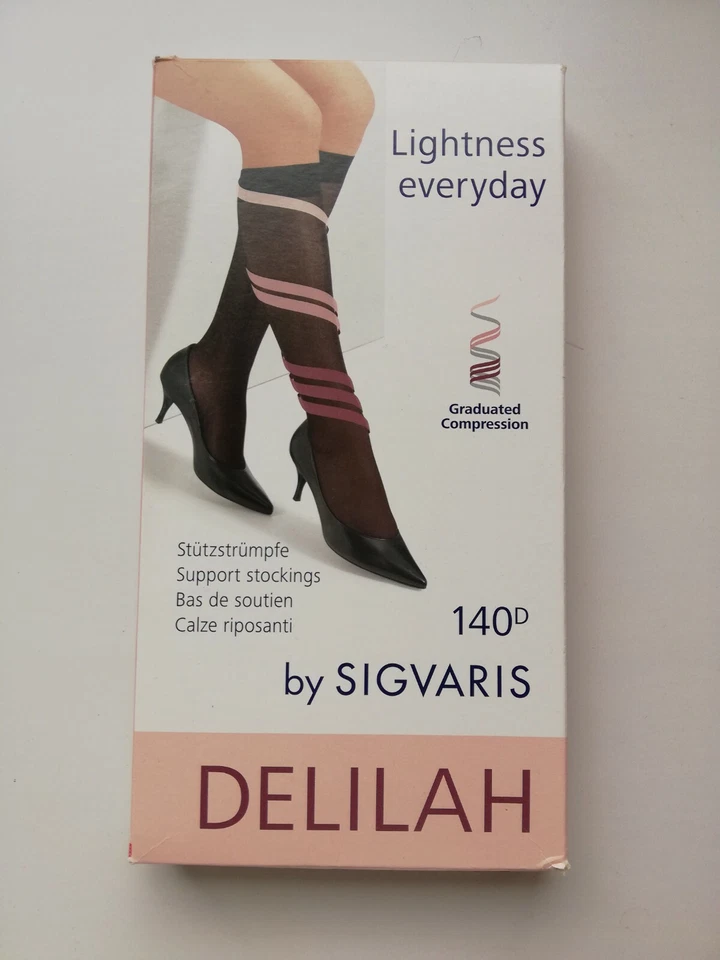 Calcetines hasta la rodilla de pantorrilla prevención de compresión 15-22 mmHg 140 DEN por SIGVARIS hechos en Suiza Foto 1 de 4