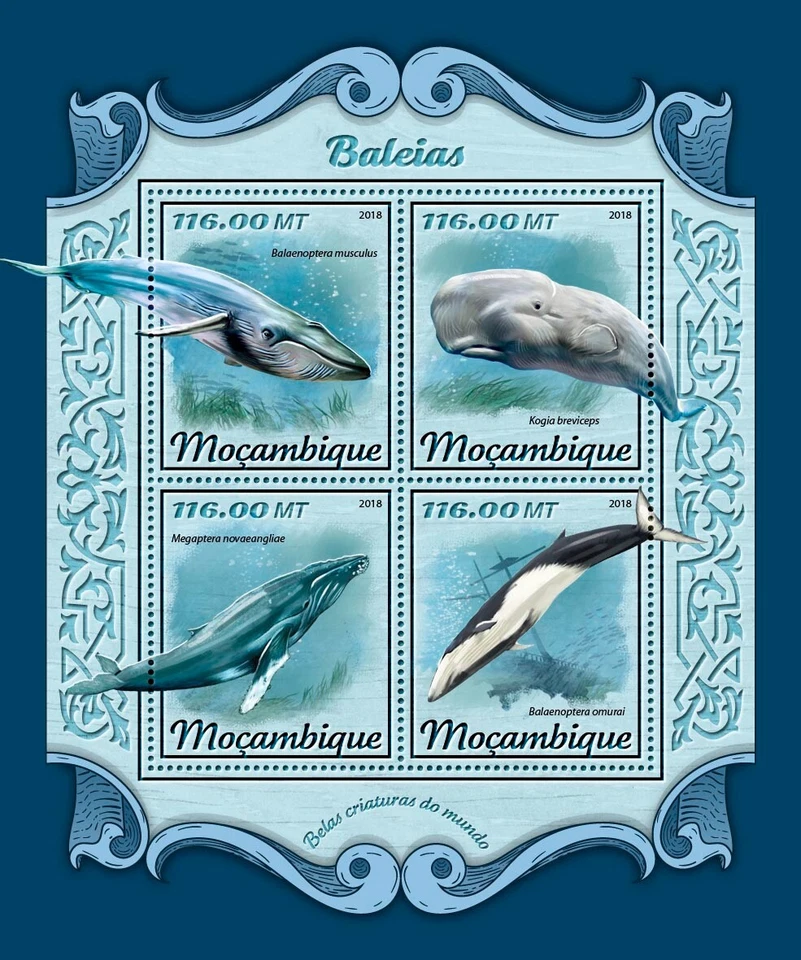 Whales MNH Stamps 2018 Mozambique M/S - Image 1 of 1