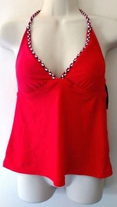 Roter Neckholder Tankini Americana Flechtriemen Schwimm Badeanzug Bademode MOSSIMO S - Bild 1 von 2