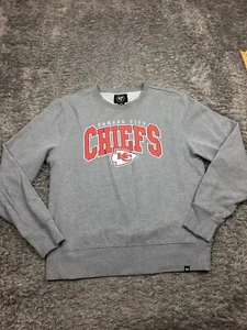 Kansas City Chiefs Sweatshirt Mens Size Large Gray Red Cotton '47 - Picture 1 of 11
