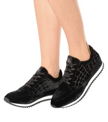 $325 Nuevo Charlotte Olympia WORK IT Dorado Bordado Terciopelo Tenis Negro Zapato 42 Foto 1 de 4