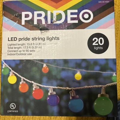 LED Target Pride String Lights 20 Rainbow Globe Lights 15.8/17.3' Indoor/Outdoor - Image 1 of 2