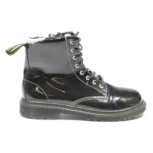 DR MARTENS 1460 Girls Ankle Boots Black Leather UK 3 Lace-Up Fur Lined Durable - Picture 1 of 6