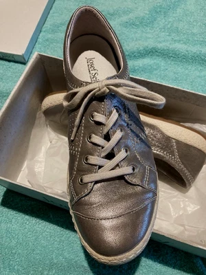 JOSEPH SEIBEL CASPIAN ANTIK METALLIC SILVER LACE UP SNEAKERS SZ 39 EXC COND W/BX - Image 1 of 4