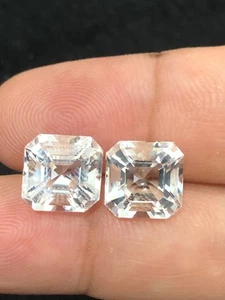 Par de piedras preciosas de contaminación cortadas Asscher raras sin tratar de 9 quilates de Afganistán - Imagen 1 de 8