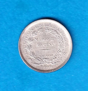 1896 Bolivien 50 Centavos (KM-161,5) .3328 ASW Silber [Potosi Mint] - Bild 1 von 2