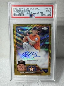Hunter Brown 2023 Topps Chrome #AC-HB GOLD WAVE Rookie Auto /50 SSP Astros PSA 9 - Picture 1 of 2