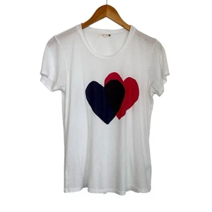 Sundry Womens Let Love Win Heart Print Short Sleeve T Shirt Sz 1/US Small White - Picture 1 of 6