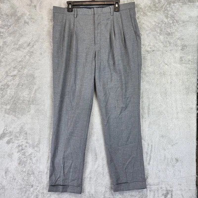 Pantalones de vestir Banana Republic para hombre 36x32 gris ajustados plisados mezcla de lana Foto 1 de 4