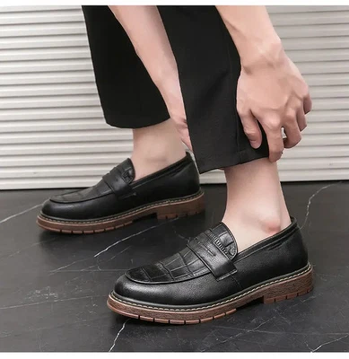 British Mens Slip on Casual Loafers PU Leather Evening Party Business Shoes Size - Image 1 of 4