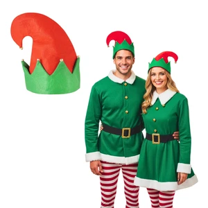 Adult Elf Hat with Bells – Red & Green Christmas Felt Fancy Dress Accessory - Picture 1 of 71