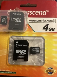 Transcend Micro SDHC 4GB Memory Card with Adapter NEW Storage,sandisk Plus Extra - Picture 1 of 3