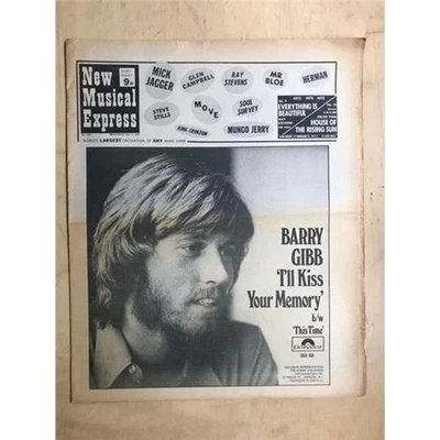 BARRY GIBB NME MAGAZINE JUNE 6 1970 COVER ADVERT FOR I'LL KISS YOUR MEMORY(AGED/ - Image 1 of 2