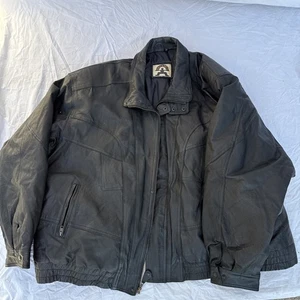 Vintage Phase Two Black Leather Bomber Diamond Quilted Jacket Men's Size 5X - Picture 1 of 7