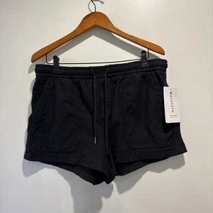 NWT! ATHLETA LG Farallon Short BLACK #988047 Cotton Drawstring ($69) - Picture 1 of 5