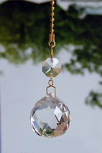 SET OF 2 - LEAD GLASS CRYSTAL BALL- 30 MM - CEILING LIGHTING FAN PULLS  - Picture 1 of 13