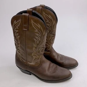 Laredo Cowboy Western Boots Women’s 10 Brown Low heel Pull on Lea Vamp Fox - Picture 1 of 12