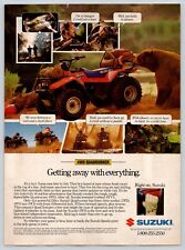 Vintage 1987 Suzuki 4WD Quadrunner Getting Away With Everything Bear Print Ad