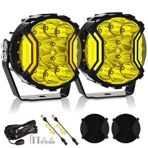 5 Inch LED Round Light Pods Offroad Driving Yellow DRL & Amber Turn Signal, 2pcs - Bild 1 von 17