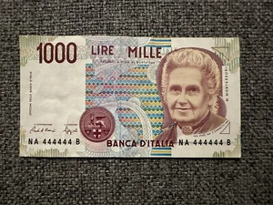 1.000 Lire Montessori POKER 444444 MOLTO RARA - Imagen 1 de 2