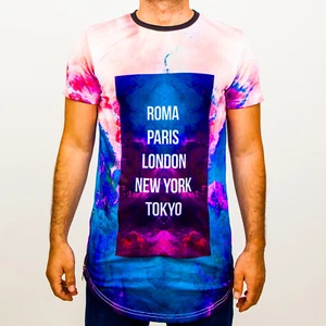 Mosca Nova Oversize Shirt T-Shirt Batik Rundhals Kurzarm Designer New York Paris - Picture 1 of 4