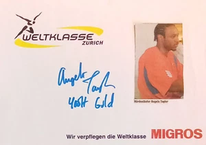 Angelo Taylor genuine autograph signed 6"x8" card Olympics Track & Field - Picture 1 of 1