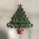 Vintage Christmas Pin Brooch Simple Enamel and Metal Costume Jewelry Design 