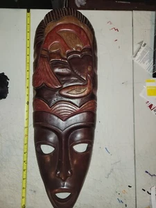 Nigerian African Tribal Art Carved Wood Mask Yemonja mother of Fish - Picture 1 of 4