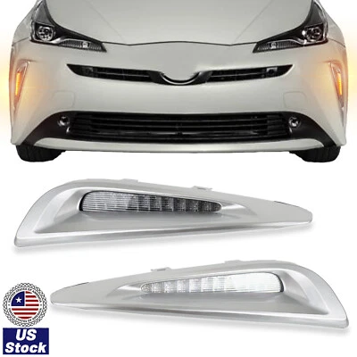 LED Front Fog Bezel Lamp Daytime Running Light w/Turn For Toyota Prius 2019-2022 - Image 1 of 4