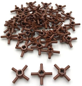 Lego 50 New Reddish Brown Technic Axle Connector Hub w/ 4 Bars Axle Hole Parts - Picture 1 of 1