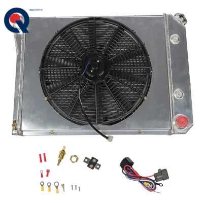 Kit de radiador + ventilador de cobertura alumínio 3 fileiras para Chevy Camino Buick Pontiac - Imagem 1 de 4