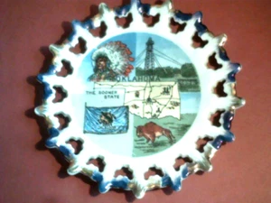 VINTAGE LUGENE'S 7" Oklahoma The Sooner State SOUVENIR PLATE DISH JAPAN - Picture 1 of 4