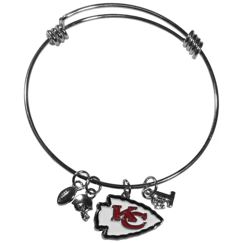 Kansas City Chiefs Wire Bangle Bracelet with Charms NFL Football Jewelry Cover
