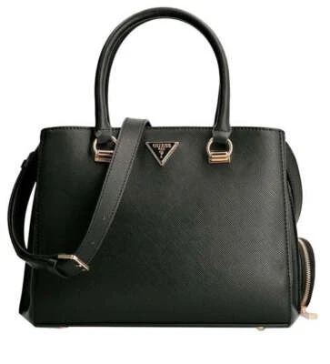 Guess Alexie Medium Girlfriend Triple Compartment Satchel Black - Image 1 of 4