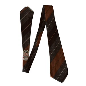 Vintage 1940s Swing Era Striped Wool & Rayon Neck Tie Hand Woven Necktie 46 X 4" - Picture 1 of 6