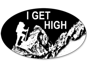 3x5 inch Oval I GET HIGH Climber Sticker (climb climbing mountain 14er decal) - Picture 1 of 1