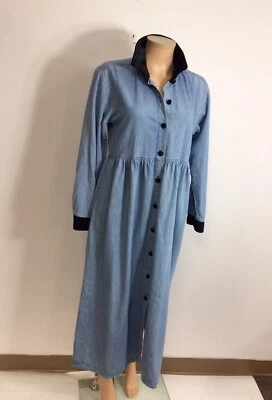 Vintage Denim Maxi Jean Dress Western Boho Womens 8 - Image 1 of 4