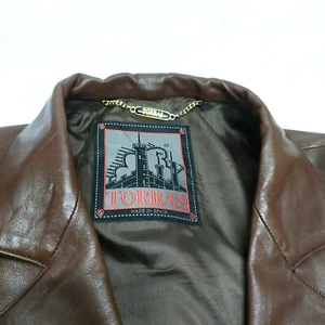 Torras Men'S Jacket Brown Natural Leather Size 50 Button Front Made in Spain - Picture 1 of 12