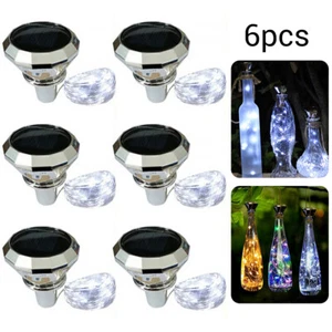 6 Pack 20 LED Solar Wine Bottle Cork Lights Fairy Mini String Lights for Party - Picture 1 of 20