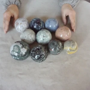 Juego de 10 bolas de esfera de jaspe de cristal de cuarzo natural de 9,9 lb pulidas curación - Imagen 1 de 12