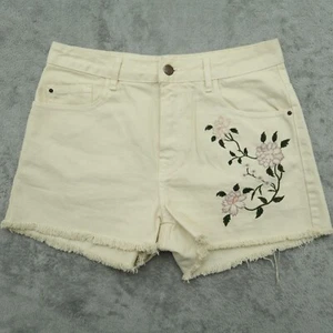 Zara Basic Shorts Women's 6 Yellow Mid-Rise Denim Cut-Off Hot-Pants Casual - Picture 1 of 8