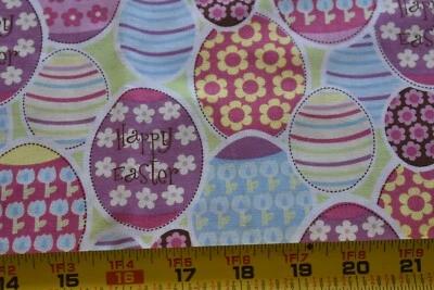 32" Long, Pink Purple Blue Easter Eggs on Lime Quilt Cotton/Brother Sister,N5061 - Image 1 of 4