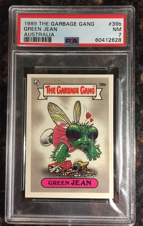 1989 The Garbage Gang #39b Green Jean Australia PSA 7 NM Sticker Card POP 1 - Image 1 of 1